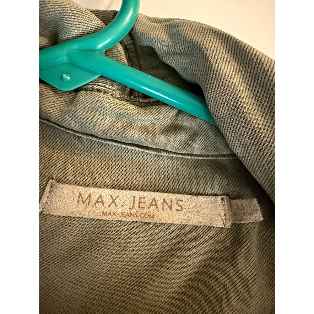 Max Jeans Womens Olive Green Open Front Drawstring Waist Jacket Pockets M